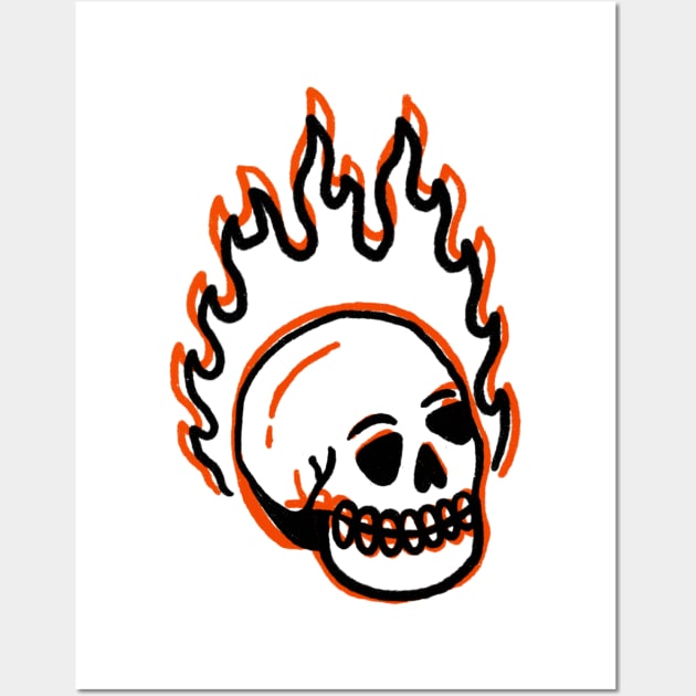 Skeleton fire on fired scary vintage Wall Art by Tropical Blood